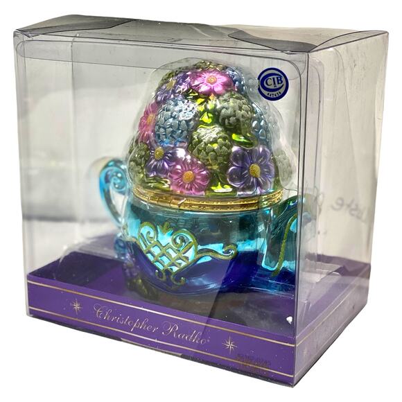Christopher Radko 6" Hinged Porcelain Trinket Teapot 2006 Spring Bouquet MIB - Picture 9 of 15